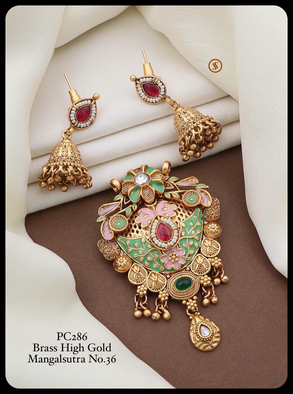 Pc 28 Fancy Brass High Gold Mangalsutra Pendal Butti Exporters in India
